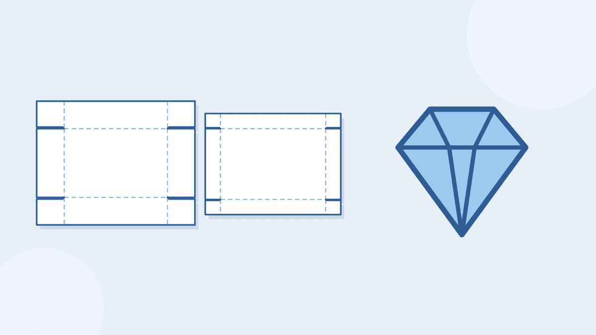 A flat lid and base box pattern with a diamond