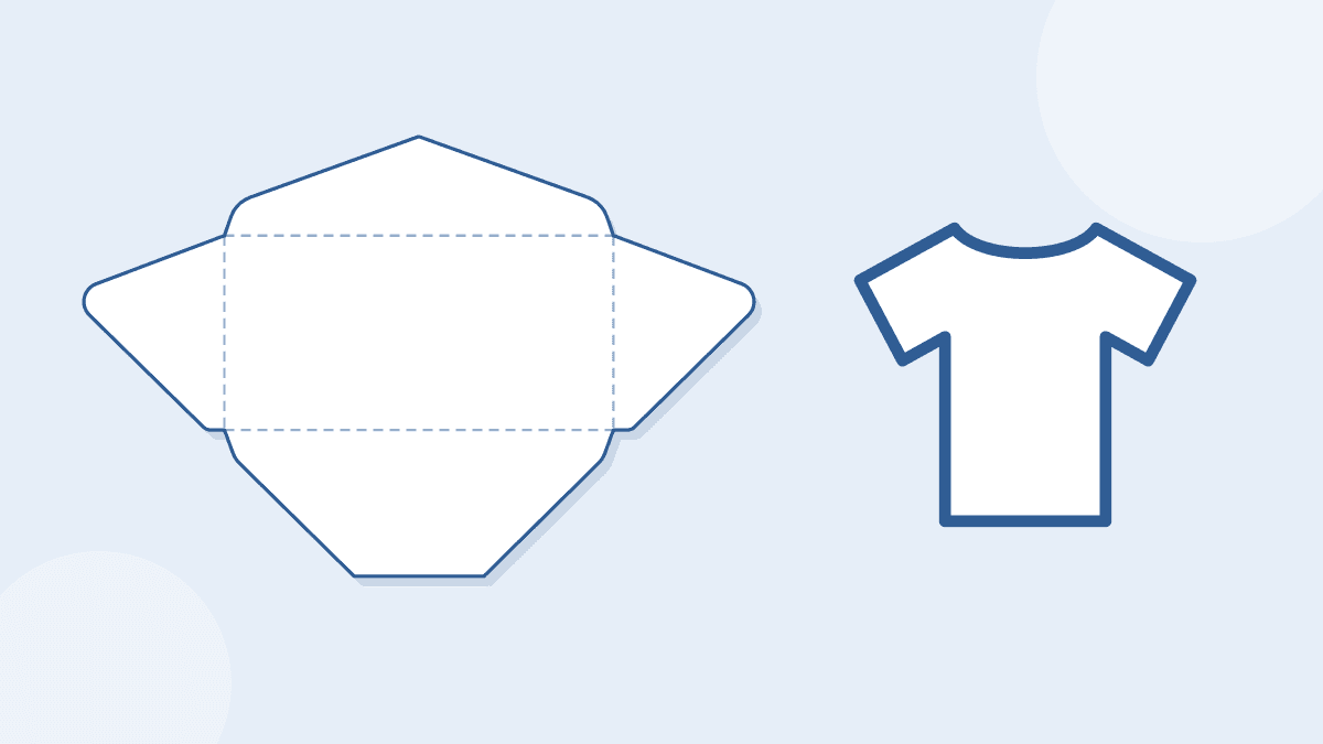 A flat envelope pattern next to a shirt