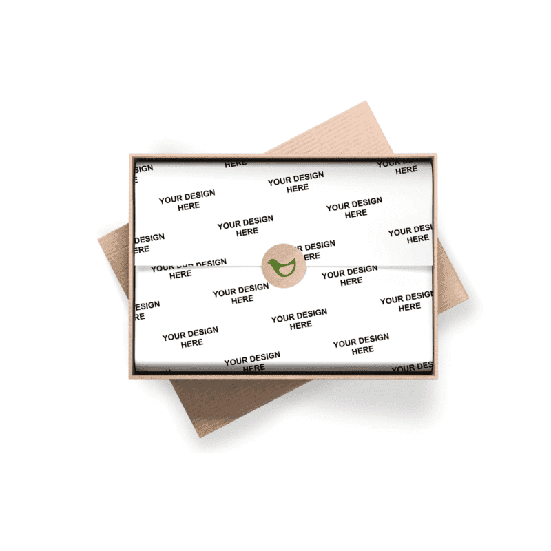 Printed tissue paper sheets with a repeating pattern, folded and unfolded