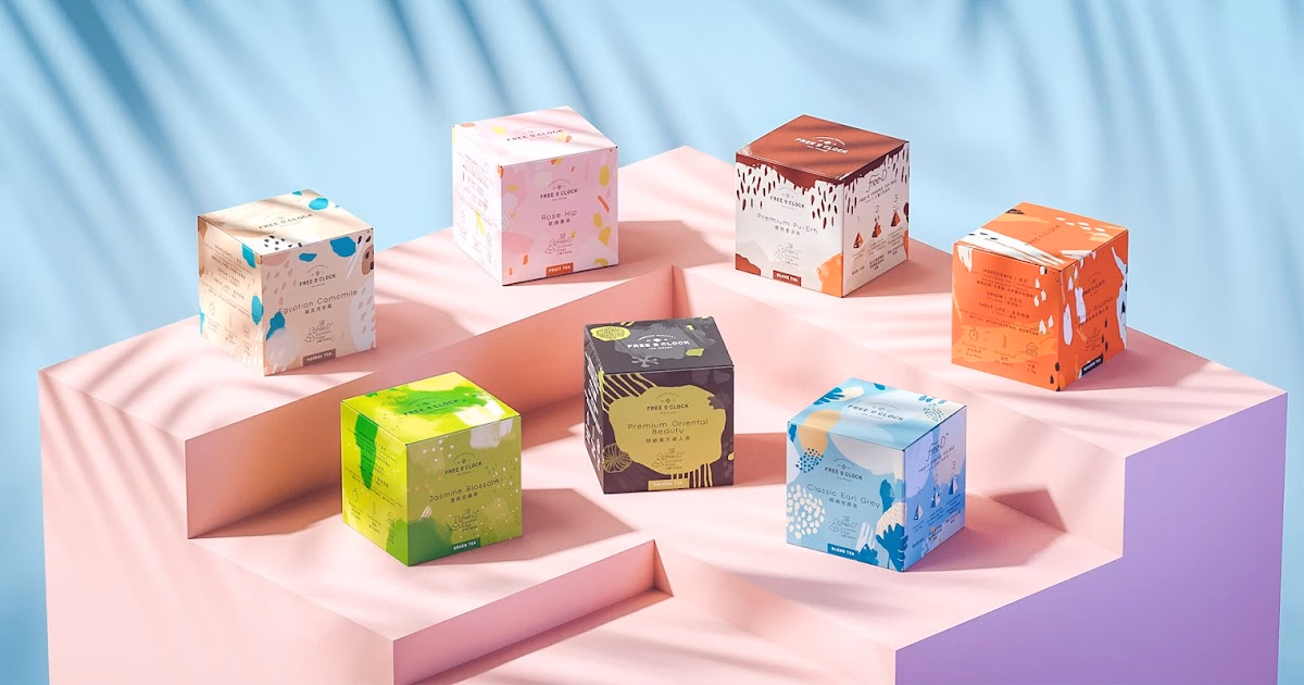 Colorful printed boxes on pink steps