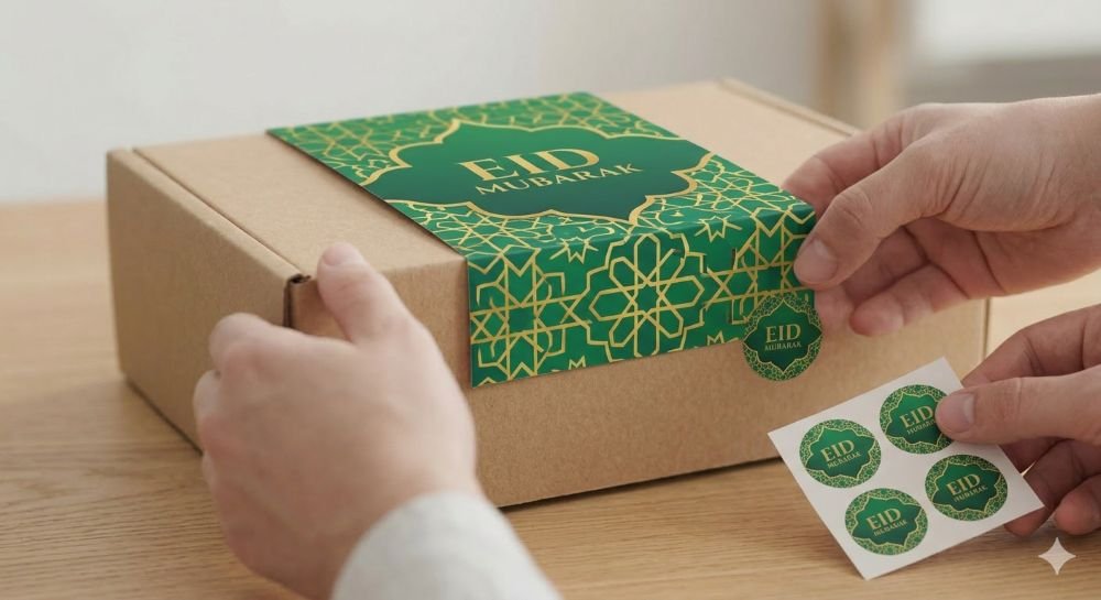 How to Create Seasonal Packaging Without Reprinting Boxes 3 Applying the Seasonal Sleeve and Sticker